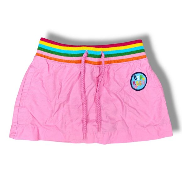 Vintage OshKosh Toddler Girls Pink Pull-On Skirt Rainbow Waistband Patch 18 Mo - Picture 1 of 8